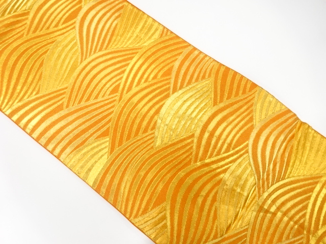 JAPANESE KIMONO / ANTIQUE FUKURO OBI / SILK / WOVEN WAVE